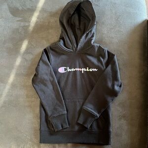 Champion Long Sleeve Classic Rainbow Graphic Logo French Terry Hoodie black